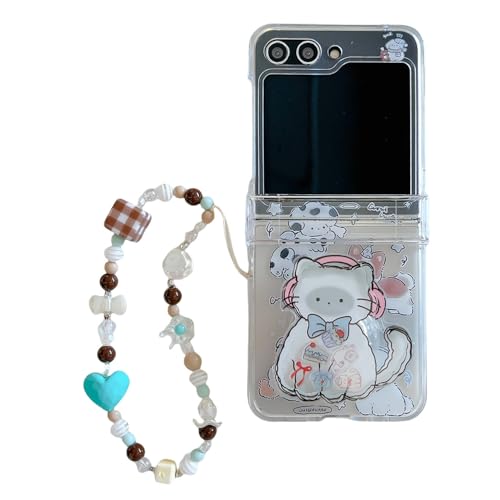 PIQIUZC Schutzhülle für Samsung Galaxy Z Flip 6, niedliches Cartoon-Welpe, Katze, lustiges Tier-Design, stoßfeste Handyhülle mit Halterung (Katze) von PIQIUZC