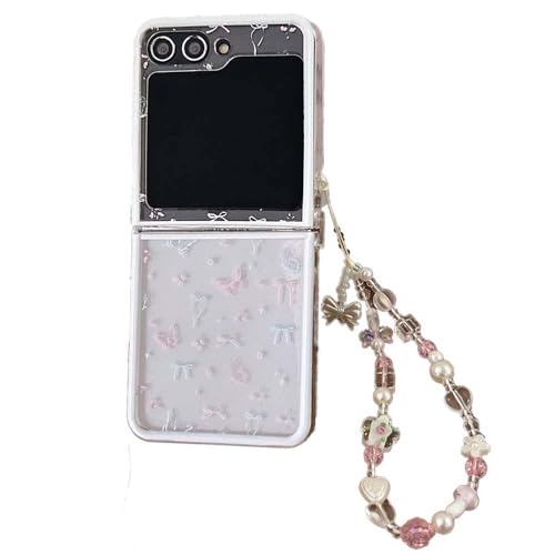 PIQIUZC Schutzhülle für Samsung Galaxy Z Flip 6/Z Flip 5, Kawaii-Schleifen-Design, transparent, stoßfest, faltbare Handyhülle (Z Flip 6, Schleife) von PIQIUZC