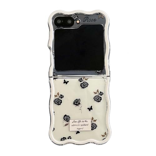 PIQIUZC Schutzhülle für Samsung Galaxy Z Flip 6/Z Flip 5, geschwungener Wellenrahmen, exquisite Handyhülle (Z Flip 6, keine Kette) von PIQIUZC