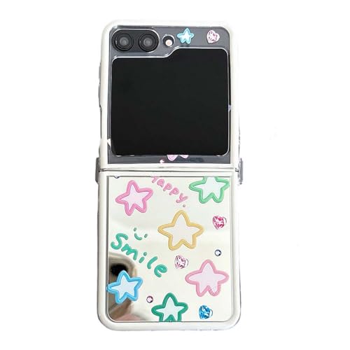PIQIUZC Spiegel-Schutzhülle für Samsung Galaxy Z Flip 6, glänzende, bunte Sterne, stoßfest, Schutzhülle (Z Flip 5, ohne Kette) von PIQIUZC