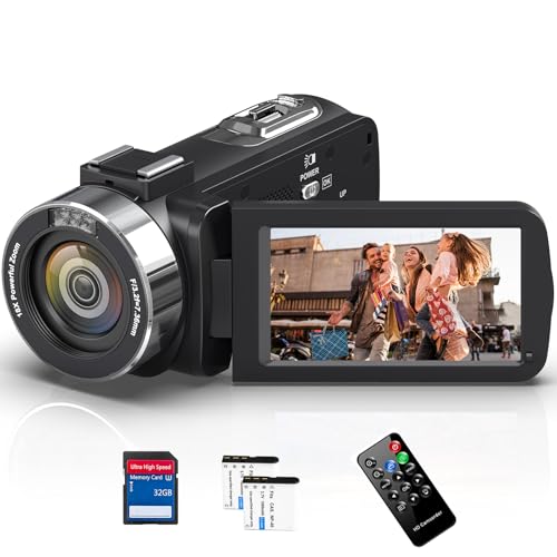 Videokamera 4K 48MP Camcorder mit IR Nachtsicht, 18-Facher Digitalzoom 30FPS Video Kamera Recorder, 3.0-Zoll-LCD Touchscreen Webcam Vlog Kamera für YouTube mit Fernbedienung, SD-Karte und 2 Akkus Videokamera 4K 48MP Camcorder mit IR Nachtsicht, 18-Facher Digitalzoom 30FPS Video Kamera Recorder, 3.0-Zoll-LCD Touchscreen Webcam Vlog Kamera für YouTube mit Fernbedienung, SD-Karte und 2 Akkus von PITIKI
