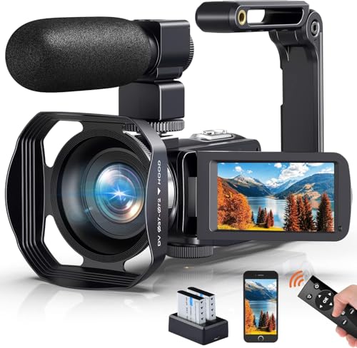 Videokamera 4K Camcorder 60FPS WIFI Full HD 48MP Webcam IR Nachtsicht Vlogging Kamera für YouTube 18X Zoom 3,0 Drehbarer Touchscreen Video Camera mit 2 Batterien, Fernbedienung und Stabilisator Videokamera 4K Camcorder 60FPS WIFI Full HD 48MP Webcam IR Nachtsicht Vlogging Kamera für YouTube 18X Zoom 3,0 Drehbarer Touchscreen Video Camera mit 2 Batterien, Fernbedienung und Stabilisator von PITIKI