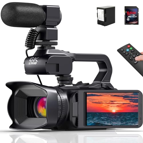 Videokamera 6K Camcorder 64MP 18X Digitalzoom Vlogging Kamera mit IR Nachtsicht für YouTube, HD Webcam Camera WiFi Videokamera mit 4500mAh Akku, SD-Karte, Stabilisator, Mikrofon und 2,4G Fernbedienung Videokamera 6K Camcorder 64MP 18X Digitalzoom Vlogging Kamera mit IR Nachtsicht für YouTube, HD Webcam Camera WiFi Videokamera mit 4500mAh Akku, SD-Karte, Stabilisator, Mikrofon und 2,4G Fernbedienung von PITIKI