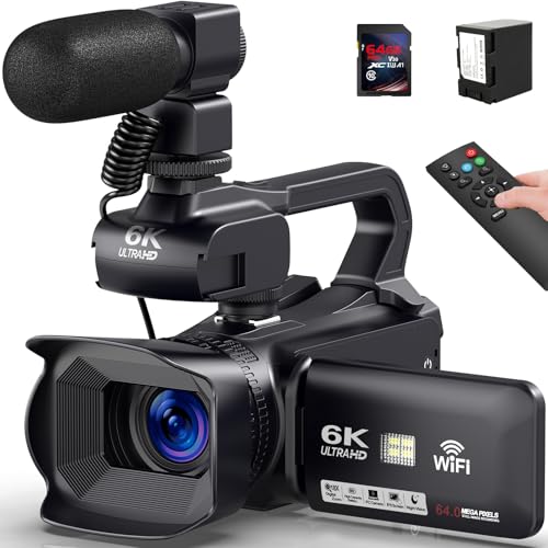 Videokamera 6K Camcorder 64MP 18X Digitalzoom Vlogging Kamera mit IR Nachtsicht für YouTube, Webcam Camera WiFi Videokamera mit 4500mAh Akku,SD-Karte, Handstabilisator, Mikrofon und 2,4G Fernbedienung Videokamera 6K Camcorder 64MP 18X Digitalzoom Vlogging Kamera mit IR Nachtsicht für YouTube, Webcam Camera WiFi Videokamera mit 4500mAh Akku,SD-Karte, Handstabilisator, Mikrofon und 2,4G Fernbedienung von PITIKI