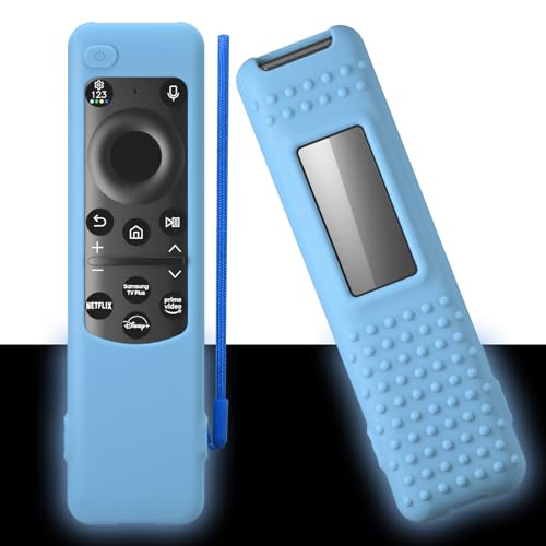 2023 Samsung Smart TV Solar Remote BN59-01432 BN59-01436B BN59-01392B TM2360E TM2360F Silikon-Schutzhülle mit Umhängeband (Luminös Blau) von PIUAMUNKJ