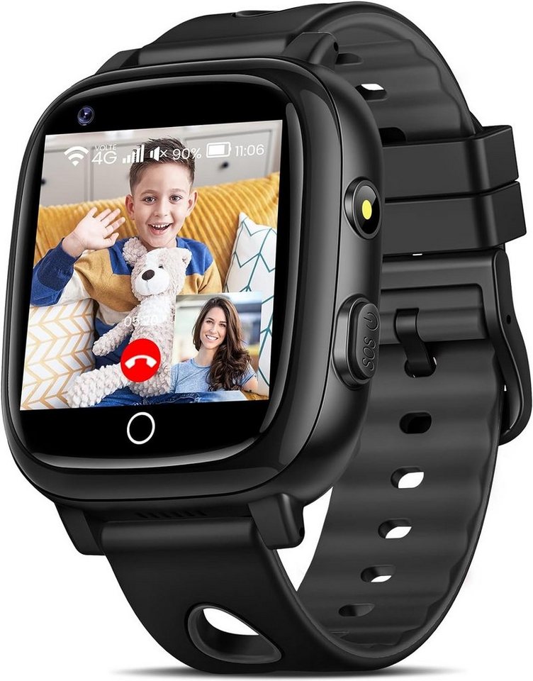 PIULAXIU Smartwatch (Android iOS), Kinder gps und 4g telefon wecker schulmodus taschenlampe geschenke von PIULAXIU