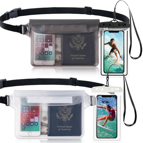 PIWOSGOL 4 Stück wasserdichte Tasche, wasserdichte Handyhülle Unterwasser, wasserdichter Beutel, wasserfeste Bauchtasche Schutzhülle mit Handytasche Wassersport, Strand, Schwimmen, Bootfahren von PIWOSGOL