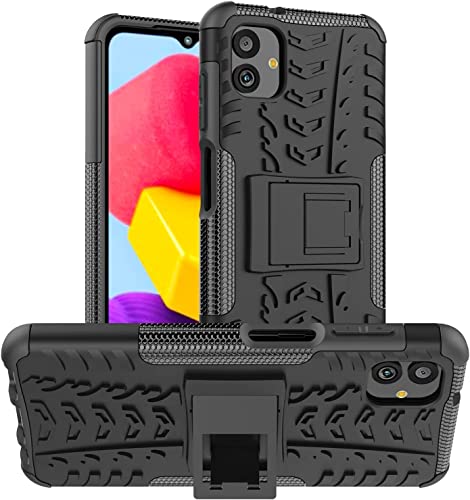 Für Samsung Galaxy A04E / A04 Hülle, Stoßfeste Hülle, Hybrid [Robust] Rugged Armor Schutzhülle, Handyhülle mit integriertem [Ständer] für Samsung Galaxy A04E - Schwarz von PIXFAB