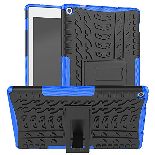 PIXFAB Für Amazon Fire HD 10 Tablet (kompatibel mit 7. 2017 und 9. Generation 2019) Stoßfeste Hülle, Hybrid [robust] Rugged Armor Schutzhülle, Tablet-Hülle mit integriertem Ständer - Blau von PIXFAB