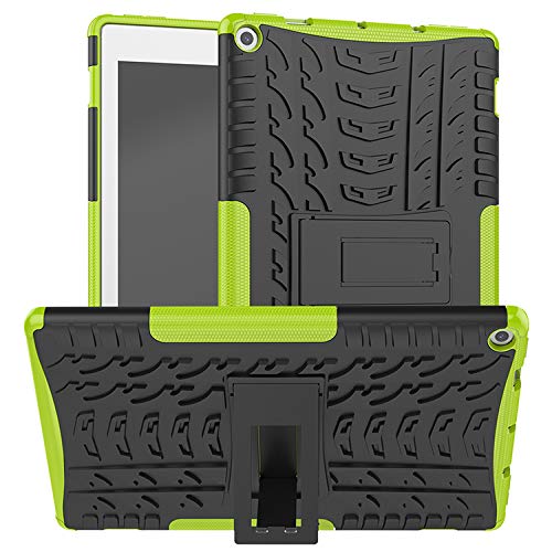 PIXFAB Für Amazon Fire HD 10 Tablet (kompatibel mit 7. 2017 und 9. Generation 2019) Stoßfeste Hülle, Hybrid [robust] Rugged Armor Schutzhülle, Tablet-Hülle mit integriertem Ständer - Grün von PIXFAB