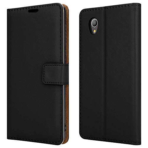 PIXFAB Schutzhülle für Alcatel 1 5033X (Leder, mit Standfunktion, inkl. Displayschutzfolie) Schwarz von PIXFAB
