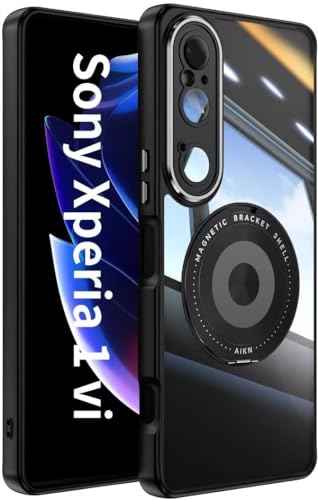 PIXFAB Schutzhülle für Sony Xperia 1 VI, kompatibel mit MagSafe kabellosem Laden, [Kameraschutz] Slim Fit, stoßfest, kratzfest, klare harte Rückseite, Handyhülle für Xperia 1 VI – Schwarz von PIXFAB