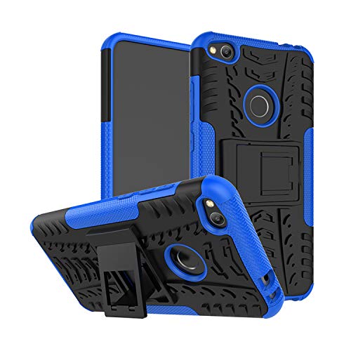 Schutzhülle für Huawei P Smart FIG-LX1 / Enjoy 7s / Honor 9 Lite – Blau Dual Layer Hybrid Tough Rugged Armor Case mit eingebautem Ständer & abnehmbarem 2-in-1 stoßfeste Handyhülle + Displayschutzfolie von PIXFAB