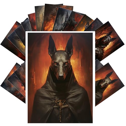 PIXILUV Fiery Guardians: Stoic Dogs Amidst Infernal Blaze - Ein Postkarten-Set aus unerschütterlicher Wachsamkeit und Intensität von PIXILUV
