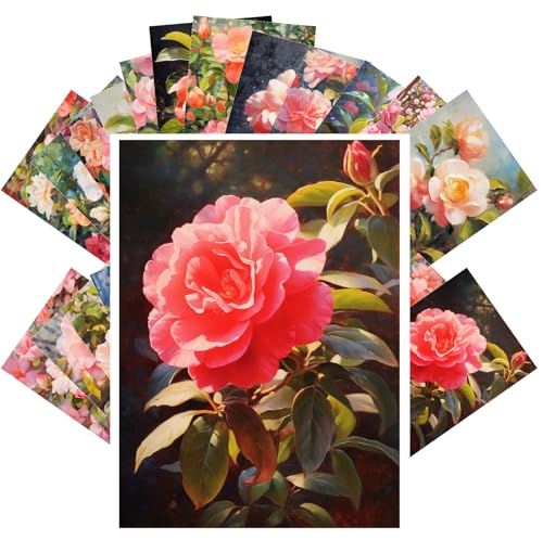PIXILUV Lebendige Kamelienblüten: Eine üppige Sammlung künstlerischer Postkarten, die die zarte Schönheit und die vielfältigen Farbtöne dieser klassischen Gartenfavoriten feiern von PIXILUV