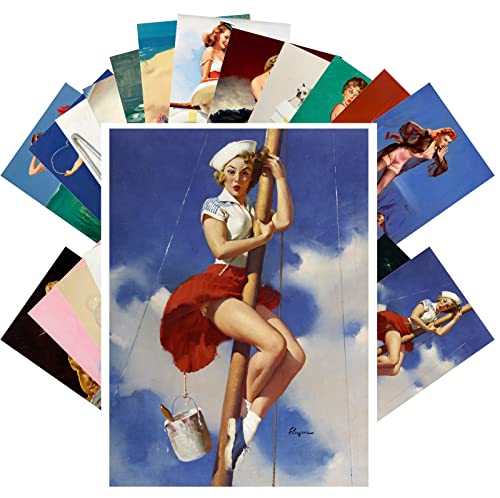 PIXILUV Vintage-Postkarten (24 Stück je 10,2 x 15,2 cm) Active Life of Pinup Girls Vintage Notizkarten von Gil Elvgren Retro Grußkarte Nachdruck von PIXILUV