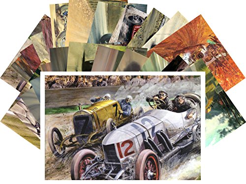 Postkarten 24pcs Auto Races Vintage Gran Prix Classic Cars Kunst von PIXILUV