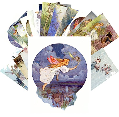 Postkarten Set 24pcs Fairy Tales Small People Vintage Buchillustration by Harry Thaker William Robinson von PIXILUV
