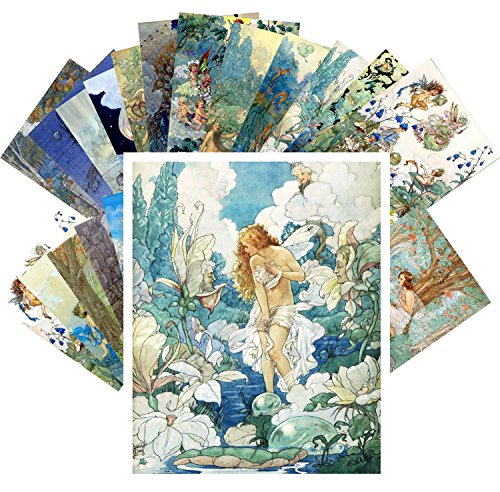 Postkarten Set 24pcs Fairy and Flowers Small People by Harold Gaze von PIXILUV