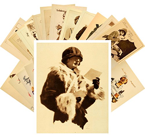 PIXILUV Postkarten Set 24pcs Vintage Woman Portraits Ludwig Hohlwein Vintage Ads Posters von PIXILUV