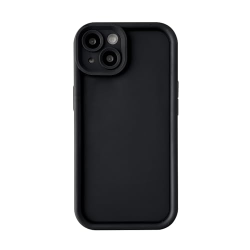 PIXIU Schutzhülle für iPhone 12, erhöhter Rand, Kameralinsenschutz, stoßfest, kratzfest, weiche Silikon-Handyhülle für Damen und Herren, Trend Single – Schwarz von PIXIU
