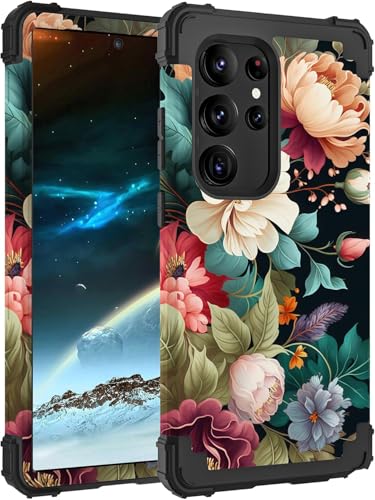 PIXIU Schutzhülle mit einzigartigem Blumenmuster, kompatibel mit Samsung Galaxy S24 Ultra, strapazierfähig, doppellagig, stoßfest, Ganzkörper-Schutzhülle, robust, Hybrid-Schutzhülle für Damen, Mädchen PIXIU Schutzhülle mit einzigartigem Blumenmuster, kompatibel mit Samsung Galaxy S24 Ultra, strapazierfähig, doppellagig, stoßfest, Ganzkörper-Schutzhülle, robust, Hybrid-Schutzhülle für Damen, Mädchen von PIXIU