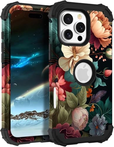 PIXIU Schutzhülle mit einzigartigem Blumenmuster, kompatibel mit iPhone 16 Pro Max 17,5 cm (6,9 Zoll), strapazierfähig, doppellagig, stoßfest, Ganzkörper-Schutzhülle, robust, Hybrid-Schutzhülle für von PIXIU