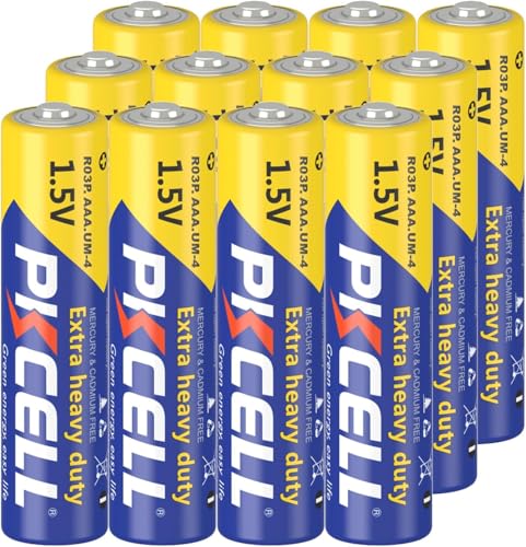 AAA 1,5V Hochleistungsbatterien Zink-Kohle für Fernbedienungen,Telefonfix,Spielzeug,12 Stück,PKCELL von PKCELL
