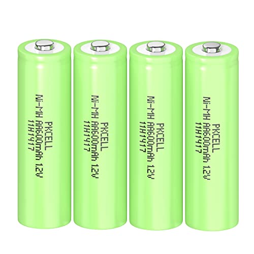 Batterien AA Wiederaufladbar Akku NIMH 1,2V 600mAh für Solarlampen,Spielzeug,4 Stück,PKCELL von PKCELL