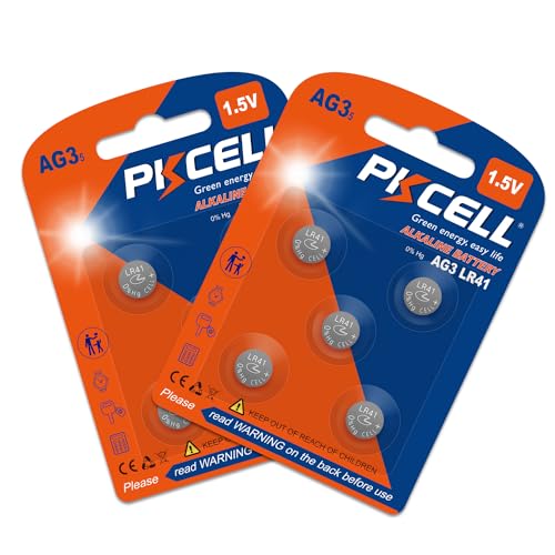 PKCELL Knopfzellen LR41 Ag3 1,5V Alkaline Batterie für Fieberthermometer,Teelichter,10 Stück PKCELL Knopfzellen LR41 Ag3 1,5V Alkaline Batterie für Fieberthermometer,Teelichter,10 Stück von PKCELL