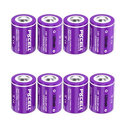Lithium Batterien ER14250 1/2AA, 3,6V 1200mAH LS14250 ER3S Nicht Wiederaufladbar,für Sensor,Einbruchmelder,8 Stück,PKCELL von PKCELL