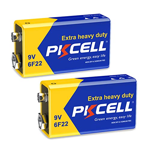 PKCELL 9V Batterie, Blockbatterie, 6F22 Batterien für Rauchmelder, Radio-Kamera, Spielzeug, 2 Stück PKCELL 9V Batterie, Blockbatterie, 6F22 Batterien für Rauchmelder, Radio-Kamera, Spielzeug, 2 Stück von PKCELL