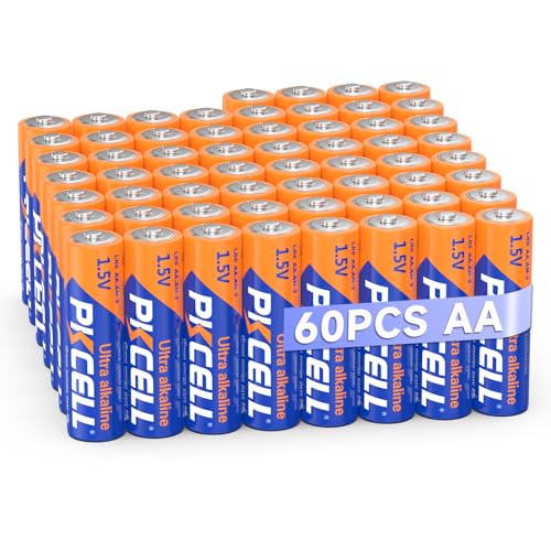 PKCELL AA-Batterien, 1,5 V, 60 Stück, LR6-Alkalibatterien, 10 Jahre haltbar für Alltagsgeräte wie Tastaturen, Uhren und Fernbedienungen PKCELL AA-Batterien, 1,5 V, 60 Stück, LR6-Alkalibatterien, 10 Jahre haltbar für Alltagsgeräte wie Tastaturen, Uhren und Fernbedienungen von PKCELL