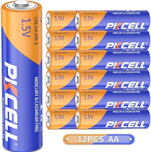 PKCELL AA LR06 Batterien, 1,5 V Hochleistungs-Einwegbatterien 12er Pack Doppel-A-Batterien für Tastaturen, Uhren, Kinderspielzeug, Fernbedienungen (10 Jahre Haltbarkeit) X 12 Stück von PKCELL