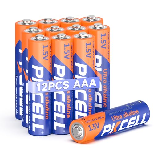 PKCELL AAA-Batterien, 12 Stück Alkaline-Batterien 1,5 V LR03-Batterien Auslaufsicheres Design, 10 Jahre lagerfähig Einwegbatterien für Tastaturen Uhren Spielzeug Fernbedienungen andere Alltagsgeräte von PKCELL