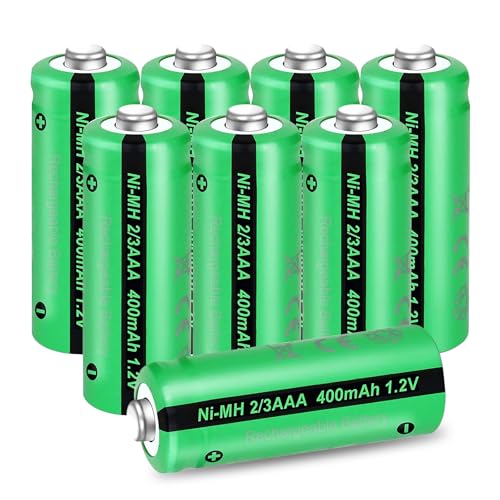 PKCELL NIMH 2/3AAA Akku Wiederaufladbare Batterie (Nicht AAA),1.2V 400mAh für Solarlampen,8 Stück(Hinweis: Es ist 2/3AAA, kürzer als AAA-Batterien.) von PKCELL