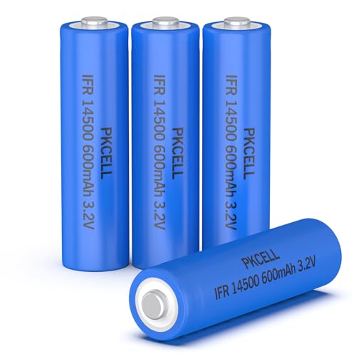 Solarbatterie AA 600mAh 3,2V Wiederaufladbare Batterie für Solarleuchten,Taschenlampen,4 Stück,PKCELL von PKCELL