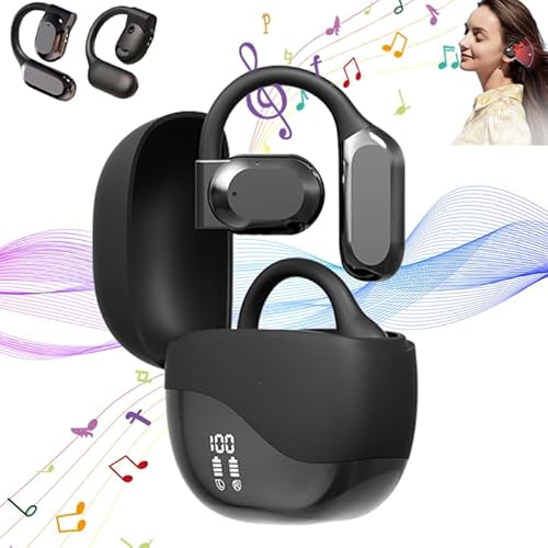PKKP übersetzer Kopfhörer, 2025 Neu AI Kopfhörer übersetzer Echtzeit, Wireless Bluetooth Translation Earbuds mit 144 SprachüBersetzer, Hängendes Ohr Translator Earbuds für Reisen Studium (M62 schwarz) von PKKP