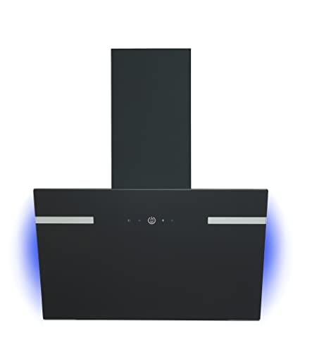 PKM Dunstabzugshaube 60cm Schwarz Glasschirm LED Hintergrundbeleuchtung (Abluft) von PKM