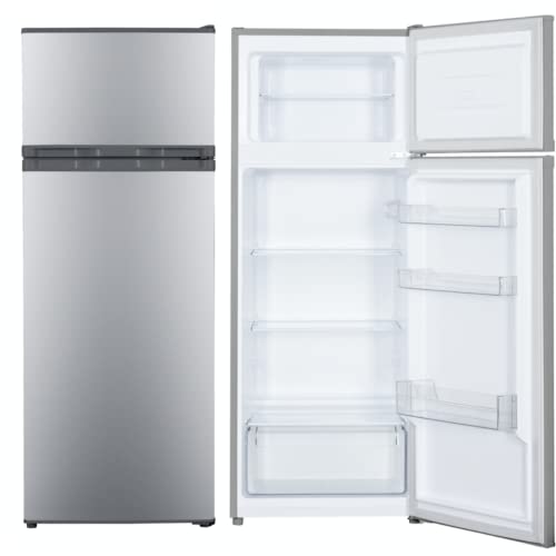 PKM Kühl-Gefrierkombination GK212W | 206L Nutzinhalt | 4**** Gefrierfach | Höhe 143cm | Breite 55cm | Leiser Betrieb 40dB | Sparsame LED-Beleuchtung | Energieverbrauch 172 kWh/Jahr | Silber von PKM