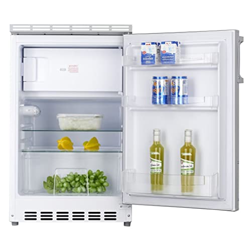 PKM Unterbau-Kühlschrank mit Gefrierfach unterbaufähig 83 L Dekorrahmen Gefrierfach wechselbarer Türanschlag (Grau) von PKM