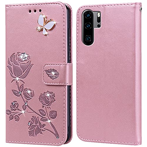 Hülle für Huawei P30 Pro Handyhülle,Klappbar Tasche Case,Standfunktion,Kartenfach,Silikon Bumper,Stoßfeste Schutzhülle Cover für Huawei P30 Pro von PKQTOP