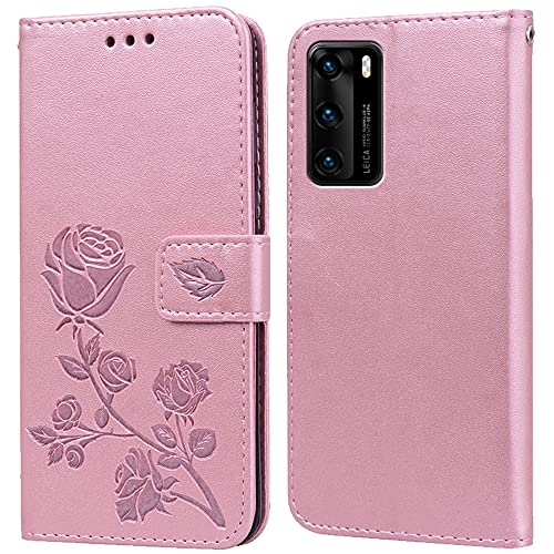 Hülle für Huawei P40 Handyhülle,Klappbar Tasche Case,Standfunktion,Kartenfach,Silikon Bumper,Stoßfeste Schutzhülle Cover für Huawei P40 von PKQTOP