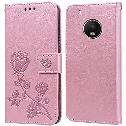 Hülle für Motorola Moto G5 Plus Handyhülle,Klappbar Tasche Case,Standfunktion,Kartenfach,Silikon Bumper,Stoßfeste Schutzhülle Cover für Moto G5 Plus(5.2") von PKQTOP