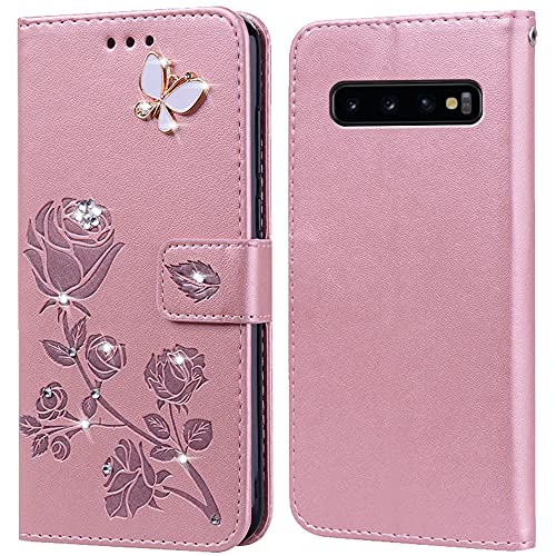 Hülle für Samsung Galaxy S10 Plus Handyhülle,Klappbar Tasche Case,Standfunktion,Kartenfach,Silikon Bumper,Stoßfeste Schutzhülle Cover für Samsung Galaxy S10 Plus von PKQTOP