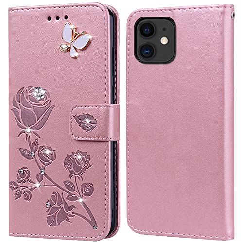 Hülle für iPhone 12/12 Pro Handyhülle,Klappbar Tasche Case,Standfunktion,Kartenfach,Silikon Bumper,Stoßfeste Schutzhülle Cover für iPhone 12/12 Pro(6.1") von PKQTOP