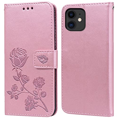 Hülle für iPhone 12/12 Pro Handyhülle,Klappbar Tasche Case,Standfunktion,Kartenfach,Silikon Bumper,Stoßfeste Schutzhülle Cover für iPhone 12/12 Pro(6.1") von PKQTOP