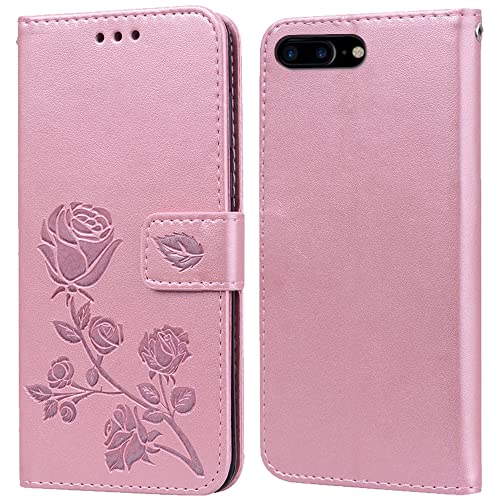 Hülle für iPhone 7 Plus/8 Plus Handyhülle,Klappbar Tasche Case,Standfunktion,Kartenfach,Silikon Bumper,Stoßfeste Schutzhülle Cover für iPhone 7 Plus/8 Plus(5.5") von PKQTOP