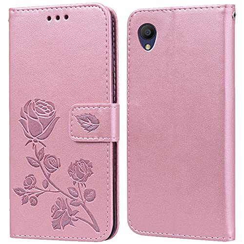 PKQTOP Hülle für Alcatel 1 2021/1 2019 Handyhülle,Klappbar Tasche Case,Standfunktion,Kartenfach,Silikon Bumper,Stoßfeste Schutzhülle Cover für Alcatel 1 2021/1 2019 von PKQTOP