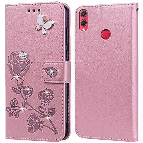 PKQTOP Hülle für Honor 8X Handyhülle,Klappbar Tasche Case,Standfunktion,Kartenfach,Silikon Bumper,Stoßfeste Schutzhülle Cover für Honor 8X von PKQTOP